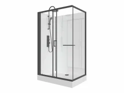 Shower & Design Cabina de ducha de esquina reversible, negro y blanco, Ancho 110 x 80 x Alt. 225 cm, ZODANI