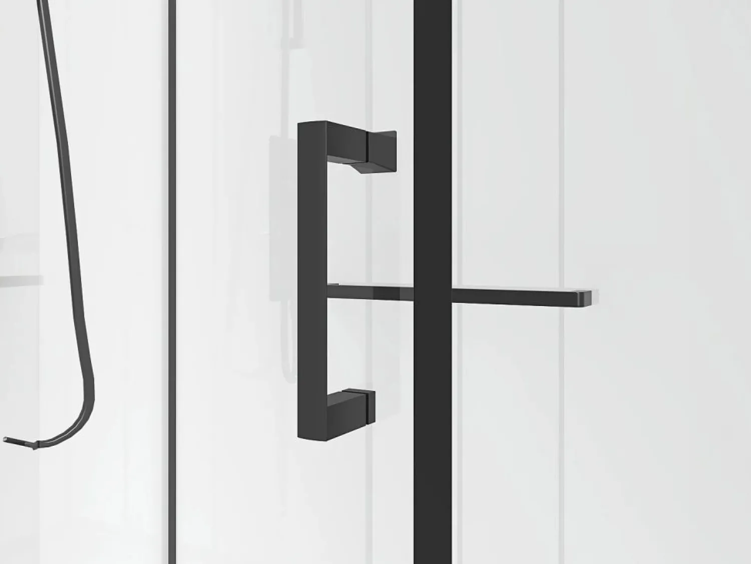 Shower & Design Cabina de ducha de esquina reversible, negro y blanco, Ancho 110 x 80 x Alt. 225 cm, ZODANI