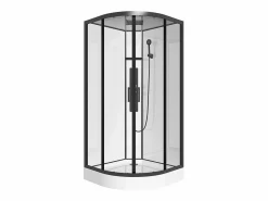 Shower & Design Cabina de ducha de hidromasaje en cuarto de círculo, L90 x l90 x 215 cm, SOLENA