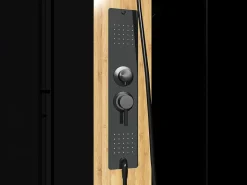 Shower & Design Cabina de ducha de hidromasaje reversible, mate y bambú, L120 x Al225 cm, VITUNA