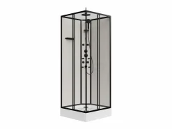 Shower & Design Cabina de ducha de hidromasaje de fibra de bambú - Negro - L80 x A80 x H225 cm - ARDALI