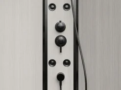 Shower & Design Cabina de ducha de hidromasaje de fibra de bambú - Negro - L80 x A80 x H225 cm - ARDALI