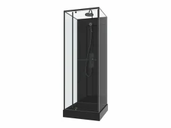 Discount Shower & Design Cabina de ducha de ángulo reversible, con plato de ducha, Ancho 90 x An90 x Al213/232 cm, DAMILU Negro