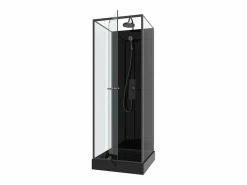 Discount Shower & Design Cabina de ducha de ángulo reversible, con plato de ducha, Ancho 90 x An90 x Al213/232 cm, DAMILU Negro