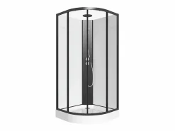 Hot Shower & Design Cabina de ducha en cuarto de círculo, altura ajustable, Ancho 80 x 80 x Alt. 213/232 cm, ROVATA Negro / Blanco