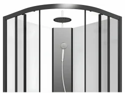 Hot Shower & Design Cabina de ducha en cuarto de círculo, altura ajustable, Ancho 80 x 80 x Alt. 213/232 cm, ROVATA Negro / Blanco