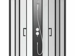 Hot Shower & Design Cabina de ducha en cuarto de círculo, altura ajustable, Ancho 80 x 80 x Alt. 213/232 cm, ROVATA Negro / Blanco
