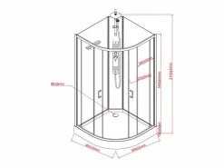 Shower & Design Cabina de ducha hidromasaje, y bambú, L90 x Al225 cm, TILOMA