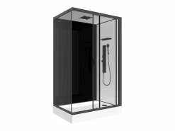Online Shower & Design Cabina de ducha hidromasaje, instalación reversible, Ancho 110 x 80 x Alt. 215 cm, FOMIRA Negro / Blanco