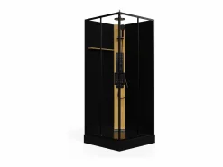 Best Shower & Design Cabina de ducha hidromasaje con panel de bambú - L90 x l90 x H225 cm - DESULO Negro