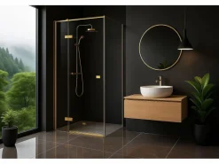 Rea Cabina De Ducha Atlas Brush Gold 120X100 Right Dorado