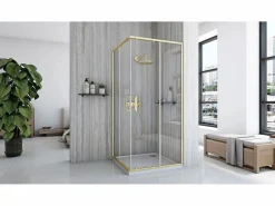 Hot Rea Cabina De Ducha City 80X80 Brush Gold Dorado