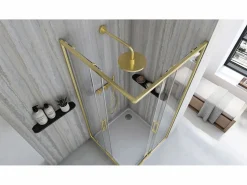 New Cabina De Ducha City 90X90 Brush Gold Mampara De Ducha