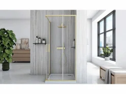 New Cabina De Ducha City 90X90 Brush Gold Mampara De Ducha