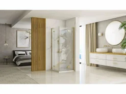 Outlet Cabina De Ducha Hugo 80X80 Brush Gold Mampara De Ducha