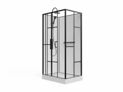 Discount Shower & Design Cabina de ducha serigrafiada - Blanco y Negro - L110 x A80 x H225 cm - GAVILA Negro / Blanco