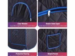 Sale DripeX Cabina de sauna de vapor, sauna plegable de 1000W, con control remoto y instrumento de fumigación y silla plegable, carpa de spa, 80x80x135cm Negro