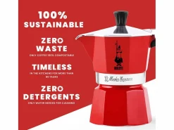 Clearance Bialetti Cafetera Italiana Moka Express 6T Roja - Tradición Italiana en Color! Rojo