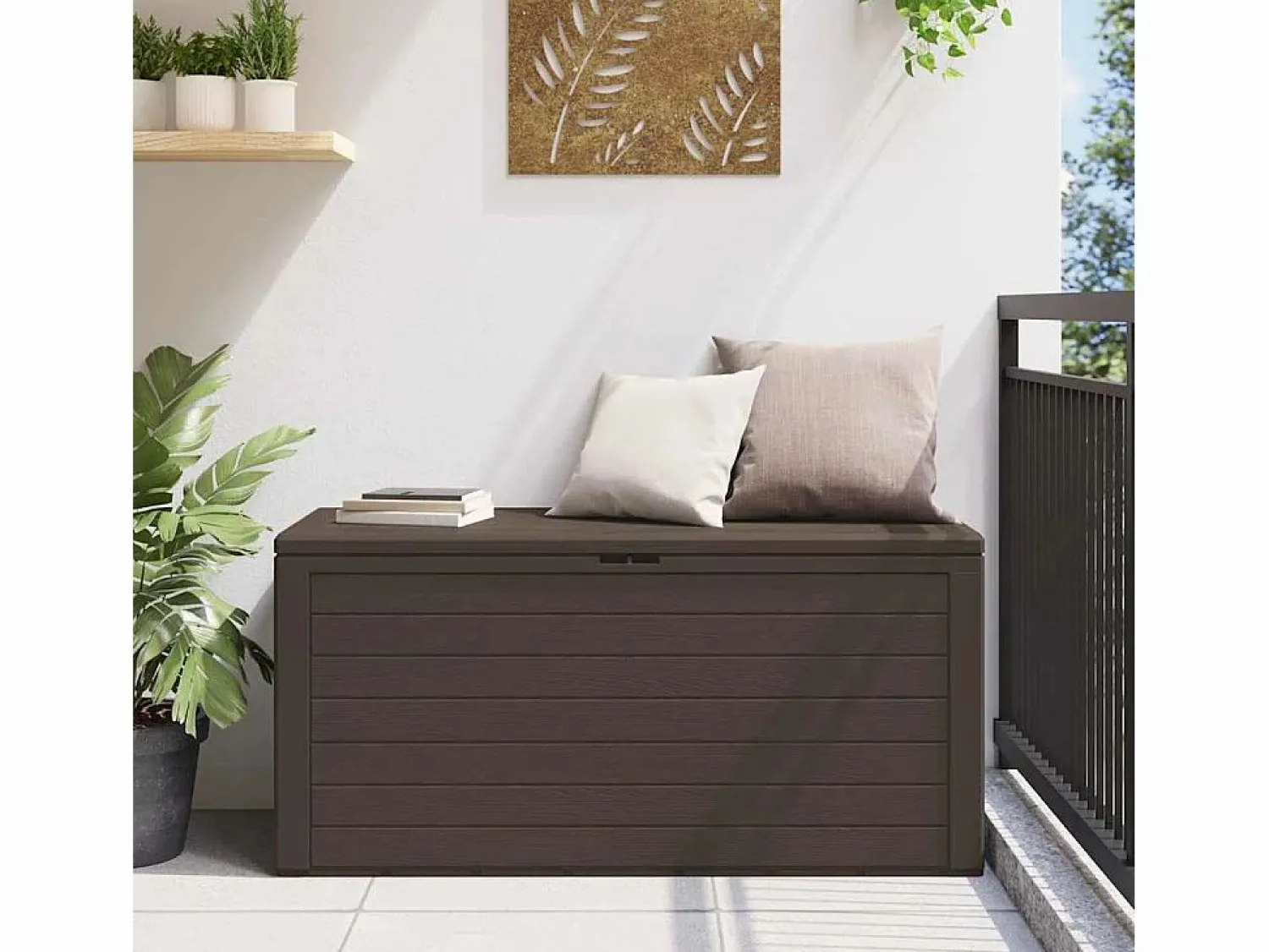 Discount Cagnes-sur-Mer Caja de almacenamiento de jardín marrón 116x44x55 cm Baúl De Jardín