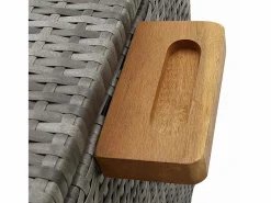 New vidaxl Caja almacenaje jardín ratán sintético claro 120x65x61 cm Gris