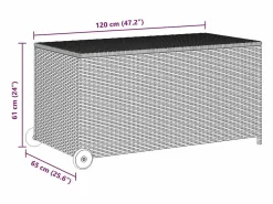 New vidaxl Caja almacenaje jardín ratán sintético claro 120x65x61 cm Gris
