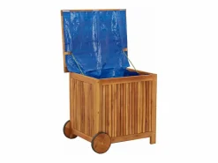 Sale Caja de almacenaje de jardín ruedas acacia maciza 60x50x58 cm Baúl De Jardín