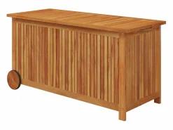 Hot vidaxl Caja de almacenaje de jardín ruedas acacia maciza 113x50x58 cm Color natural claro