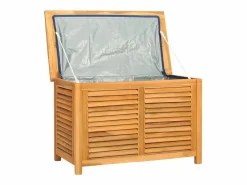 Caja de almacenaje de jardín con bolsa teca maciza 90x50x58 cm Baúl De Jardín
