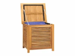 New vidaxl Caja de almacenaje de jardín con bolsa teca maciza 60x50x58 cm Color natural claro