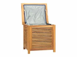 New vidaxl Caja de almacenaje de jardín con bolsa teca maciza 60x50x58 cm Color natural claro