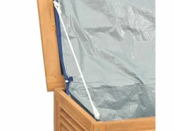 New vidaxl Caja de almacenaje de jardín con bolsa teca maciza 60x50x58 cm Color natural claro