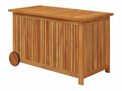 Best Caja de almacenaje de jardín ruedas acacia maciza 90x50x58 cm Baúl De Jardín