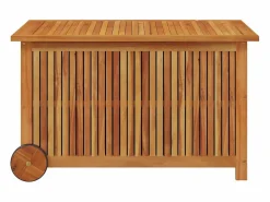 Best Caja de almacenaje de jardín ruedas acacia maciza 90x50x58 cm Baúl De Jardín