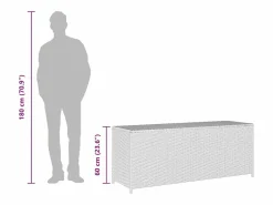 Discount vidaxl Caja de almacenaje de jardín ratán sintético 150x50x60 cm Negro