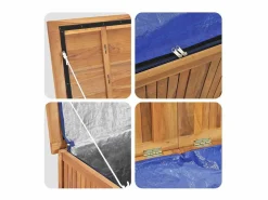 Best vidaxl Caja de almacenaje de jardín madera maciza de teca 60x50x58 cm Color natural claro