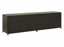Best Caja de almacenaje jardín ratán sintético marrón 200x50x60 cm Baúl De Jardín