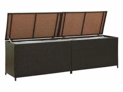 Best Caja de almacenaje jardín ratán sintético marrón 200x50x60 cm Baúl De Jardín