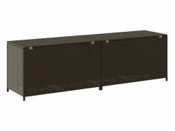 Best Caja de almacenaje jardín ratán sintético marrón 200x50x60 cm Baúl De Jardín
