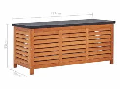Outlet vidaxl Caja de almacenaje jardín madera maciza eucalipto 117x50x55 cm Marru00f3n
