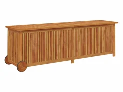 vidaxl Caja de almacenaje jardín con ruedas madera acacia 150x50x58 cm