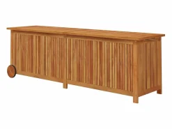 vidaxl Caja de almacenaje jardín con ruedas madera acacia 150x50x58 cm