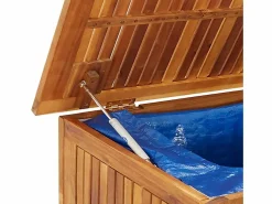 vidaxl Caja de almacenaje jardín con ruedas madera acacia 150x50x58 cm