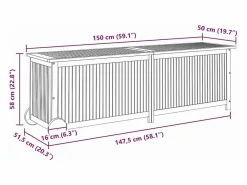 vidaxl Caja de almacenaje jardín con ruedas madera acacia 150x50x58 cm