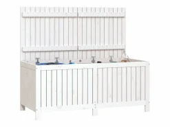 Best vidaxl Caja de almacenaje jardín madera de pino 147x68x64 cm Blanco