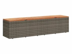 New vidaxl Caja de almacenaje jardín madera acacia ratán 220x50x54cm Gris