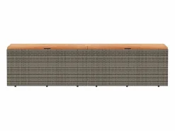 New vidaxl Caja de almacenaje jardín madera acacia ratán 220x50x54cm Gris
