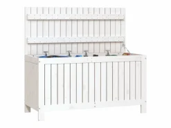 Sale vidaxl Caja de almacenaje jardín madera de pino 115x49x60 cm Blanco