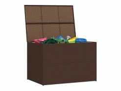 vidaxl Caja de almacenaje jardín ratán sintético marrón 150x100x100 cm