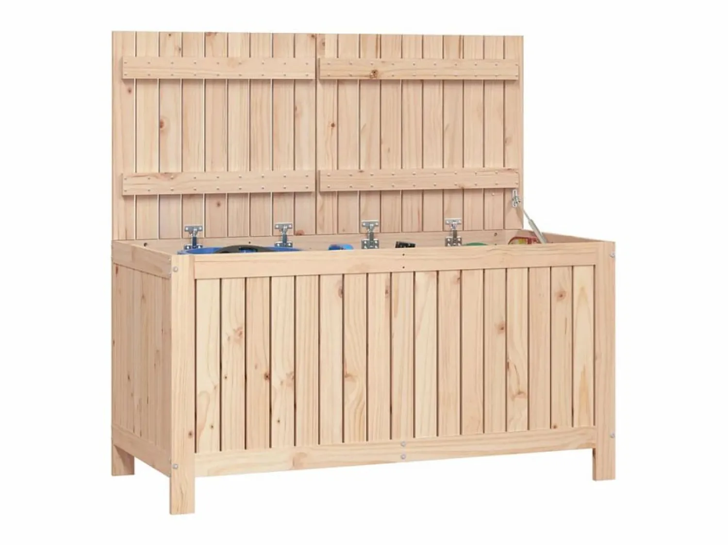 vidaxl Caja de almacenaje jardín madera maciza de pino 121x55x64 cm