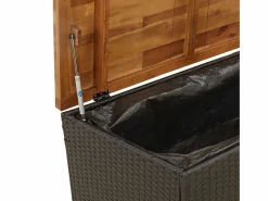 Outlet Caja de almacenaje jardín madera acacia ratán 110x55x63cm Baúl De Jardín